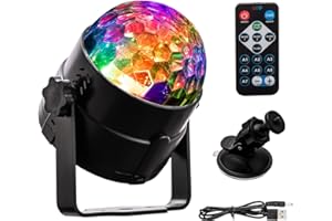 CALLENBACH Discokugel, LED Discolicht DJ Partylicht 3W RGB Diskokugel 360° Drehbares Musikgesteuert Disco Licht USB Kabel Disco Kugel mit Saugnapfhalterung und Fernbedienung für Party Deko Karneval Fasching Deco