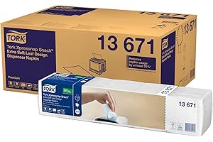 Tork Xpressnap Snack Extra Soft Serviette pour distributeur, Blanc imprimé feuille, 8 x 500 Serviettes