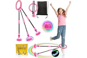 TZEKING 2025 Nueva Mejora Bola De Salto De Tobillo,Anillo de Salto Intermitente,Plegable Anillo de Salto Intermitente Colorida,Colorida Flash Bola de Salto,con Conteo de Tiempo (Sin Pantalla-Rosa)