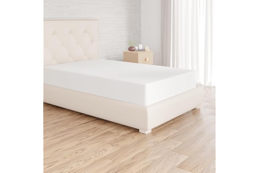 Amazon Basics Bedding Soft Microfibre Single Fitted Sheet with 12 inch (30 cm) Deep Pocket, 90 x 190 cm, White