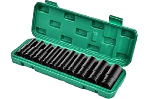 NefLaca 1/2" Impact Deep Socket Set 10Pcs 10-24mm Durable Reliable Drive Cr-Mo Steel for Professional Repair DIY Tasks with Carrying Case