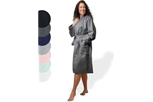 SIEGENTHAL® Damen Bademantel Waffelpique 100% Baumwolle mit Schalkragen Leicht Morgenmantel S bis XL – Leichter Damen Bademantel, Komfortabel, Weich, Ideal für Frühling und Sommer