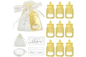 Aokbean 12 pezzi Baby Party Adorabili Apribottiglie per Matrimoni, Mini Divertente, con piccolo Tasch Baby Shower, Rivelazioni di Genere, Battesimo, Compleanno, Ringraziamento, Bomboniere (Oro)