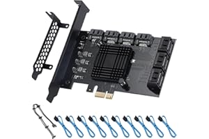 Tarjeta controladora PCIE SATA de ACTIMED con 10 Puertos SATA, Controlador SATA 3.0 de 6 Gbps, Tarjeta PCI Express Compatible con 10 Dispositivos SATA 3.0, y con Windows, Mac, Linux