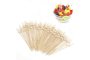 KQDRAVINE 100 st 12 cm (20 tum) träspett, cocktailspett, förrätt, förrätt, festmat, fruktpinnar, fingermatstillbehör
