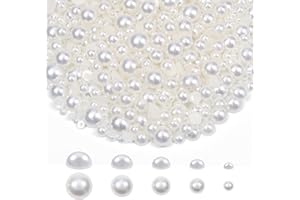 TOAOB THE ONE AND ONLY BABY TOAOB 1000 Pezzi Mezze Perle Piatta Tondo Bianco Semicircolari Perline ABS per Decorazioni Scrapbooking Nail Art Fai da Te Artigianato Bigiotteria 4mm 6mm 8mm 10mm 12mm