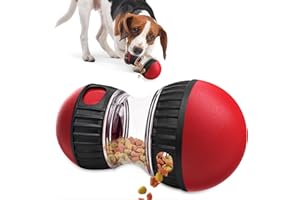 BUKUHLIO Giocattolo Interattivo per Cani - Palla Puzzle Indistruttibile Kong per Cani, Distributore di Crocchette Lento con Stimolazione Mentale, Ideale per Piccole, Medie e Grandi Taglie (Rosso)