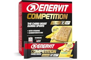 Enervit Competition Bar Plátano, Barritas Energéticas con Trozos de Plátano, Fórmula Técnica, Para Actividades de Alta Intensidad, 22g de Carbohidratos, Sin Gluten, 12 Barritas de 30g