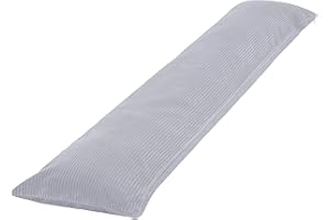 COZYKING Seitenschläferkissen mit Bezug 200 x 40 cm Cord Silber/Hellgrau - Öko-Tex Zertifiziert - 40°C waschbar, perfekt als langes Lagerungs-Kissen u. Schlafkissen oder Schwangerschaftskissen/Stillkissen