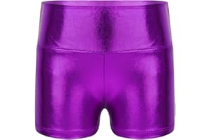 MSemis Fille Short de Danse Yoga Legging Short Brillant Pantalon Court de Gymnastique Ballet Fitness Pilates Short de Sport Shorty Sportswear Âge 6-14 Ans