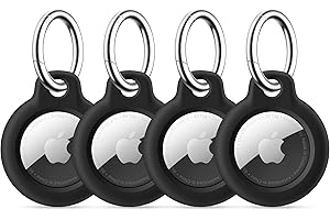 Epova 4er Pack AirTag Schlüsselanhänger Mit Keyring - Hart PC Kratzschutz Hülle Case Für Apple AirTag - Kompatibel Mit Schlüssel, Tasche - Schwarz