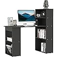 HOMCOM 120cm Modern Computer Desk Bookshelf Study Table Workstation PC Laptop Writing Home Office 6 Shelves, Black