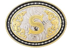 STARBRILLIANT Fibbia Per Cintura Western Da Uomo Grande Fibbia Per Cintura Da Cowboy Fibbia Per Cintura Con Iniziale Cowboy Rodeo Oro Con Lettere A Alla Z