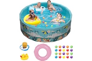 KAHCOP Piscine pliable sur le sol, piscine non gonflable pour enfants et adultes en plein air, piscine à prisme ronde, 160 cm × 45 cm