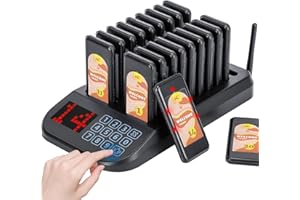 Hanchen Sistema di cercapersone per ristorante, sistema di chiamata wireless, segnale acustico di distanza sociale max 98, set di cercapersone vibrante in attesa per cibo, camion, chiesa, clinica (20