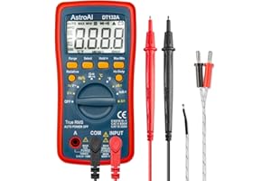 AstroAI Digital Multimeter, Voltmeter Ohmmeter Amperemeter Mit TRMS 4000 Counts, Manuell und Auto-Range, Misst Spannung, Strom, Widerstand, Durchgang, Frequenz, Dioden, Temperatur, Rot