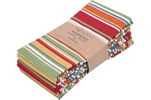 Ruvanti Servilletas de Tela, Paquete de 6 servilletas de Mesa de Comedor de 18 x 18 Pulgadas, Suaves y cómodas, 100% algodón, Reutilizables, Color Rojo, Naranja y Verde, para Navidad, cenas, Bodas,