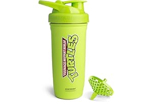 Smartshake TMNT Reforce Stainless Steel Protein Shaker Bottle - Non Insulated Unisex Gym Bottle | Metal Shaker Bottles - 900 ml | 30 oz - Leakproof Screw-on Lid - BPA Free | (New Black) (Light Green)