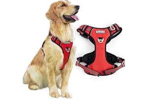EASY JOY Pattepoint Pettorina per Cani per Addestramento a Piedi, Gilet Regolabile con Maniglia, Pettorina per Cani a Prova di Fuga per Cani di Taglia Media e Grande Rosso - L