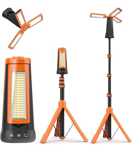 Solar Battery LED Construction Spotlight With Tripod, 13200 MAh