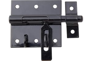 Alberts 137304 Verrou porte-cadenas | avec gâche attachée | plastifié, en noir | platine 70 x 67 mm | boulon Ø 9,5 mm | longueur totale 100 mm