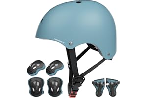 KORIMEFA Casco Infantil Equipo de Protección Patinete Patinaje con Casco Adjustable Rodilleras Coderas para Bicicleta Monopatín y Deportes Extremoscon de 3 a 13 años