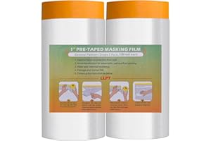 LLPT Tape and Drape Pre-Taped Masking Film | 2-Pack | Versatile Painter's Plastic Dust Sheets for Auto Wall Furniture Painting and Spraying Protection (MFTO1433) | 140cm(Unfolded) x 33m