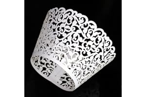 Azexcy 30 Pezzi Pirottini per Cupcake in Filigrana di Pizzo, Pirottini di Carta per Muffin Wrapper di Decorazioni per Torte