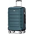 SHOWKOO Suitcase Medium 24-Inch Expandable PC+ABS Hard Shell Lightweight Durable Trolley Travel Carry-On Luggage with Double Spinner Wheels TSA Lock, 24" Green