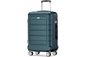 SHOWKOO Koffer Mittelgroß Hartschale Leicht Reisekoffer ABS+PC Erweiterbar Haltbar Trolley Handgepäck mit 4 Rollen und TSA Schloss, L -Armeegrün