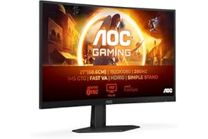 AOC Gaming C27G4ZXED - 27 Pouces FHD Curved Monitor, 280Hz, 1ms, HDR10, FreeSync Premium (1920x1080, HDMI, DisplayPort) Noir/Gris