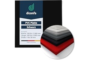 diconfa Plaque en plastique PVC noir SUR MESURE - épaisseur de 1 à 30 mm - choix : 300 x 600 mm (30 x 60 cm), 10 mm - mat satiné dur - surface lisse non poreuse - film protecteur sur une face