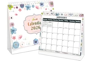 MEZERE 2026 Desk Calendar UK Stand Up Desk Top Calendar 2026 Standing Flip Desktop Calendar from January 2026 to December 2026 Small Advent Calendars Month to View, Large Blocks,Twin-Wire Binding