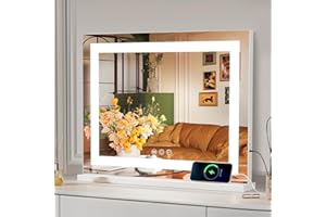 ‎HANSONG Hansong Schminkspiegel mit Beleuchtung Crystal Crush Diamond Mirror, Dimmbarer Touchscreen Hollywood Spiegel mit LED Strip, Schminkspiegel mit USB Anschluss für Tisch- oder Wandmontieren