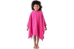 Brentfords Asciugamano a poncho a maniche corte, ad asciugatura rapida, assorbente, per spiaggia, nuoto, viaggio, con cappuccio, per vacanze, spa, piscina, per bambini, rosa