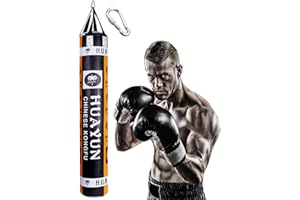 YZBBSH Sacco da Boxe Bambini Adulto Pelle Sacchi Pugilato per Marziali MMA Sacchi Pugilato Kick Boxing Muay Thai Sacco di Sabbia 160cm/180cm(nessun Riempitivo),Black+Yellow,180cm