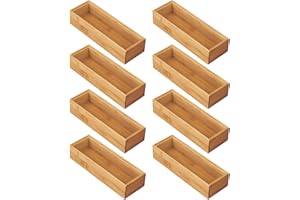 mDesign Set da 8 Portaposate da cassetto – Divisore cassetto modulare per argenteria e utensili da cucina – Organizer per posate in bambù – naturale