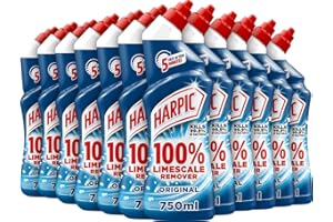 Harpic Limescale Remover Original Scent, Pack 12 x 750 ml, Toilet Limescale Remover, Kills 99.9% of Bacteria