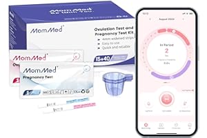 MOMMED Kit per test di ovulazione HCG15-LH40, 15 test di gravidanza e 40 strisce reattive per l'ovulazione con 55 coppette per urina Test di gravidanza precoce affidabile e veloce