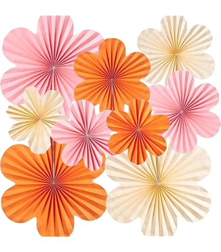 Set 12 Ventagli Carta Appesi con Motivo Rotondo Decorazioni