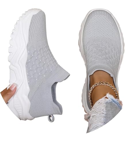 Damen Slip On Sneaker – Rutschfeste Turnschuhe, Plateau, Atmungsaktiv, Leicht, Bequem Für Frühling, Sport & Alltag