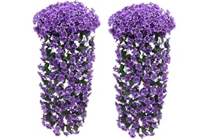 Fycooler Artificial Wisteria Vine Violet Ivy Flowers, Artificial Hanging Flowers Basket Lifelike Faux Wisteria Garland Plants for Outdoor Home Wedding Garden/Yard String Floral Decoration - 2X90cm