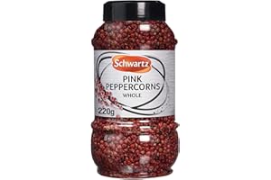 Schwartz for Chef Pink Peppercorns, Sweet and Fruity Aromatic Flavour, Beautiful Colour and Distinct Taste, Perfect for Seafood and Fatty Meats, 220g