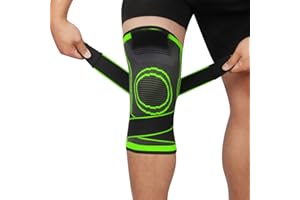 LENPESTIA Knee Supports 2 Pack Knee Brace with Adjustable Strap Compression Knee Sleeves for Running Joint Pain Arthritis Meniscus Tear Cartilage Damage Tendonitis Quick Recovery Unisex (Green, XL)