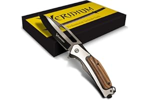 VERIDIUM Coltello Pieghevole Professionale in Acciaio Inox Giapponese VG10 al Cobalto, Coltello Tascabile, Coltellino da Caccia e Pesca con Comoda Clip da Tasca. Lama 8 cm, 186g Tempra 62 HRC. BEARING SYSTEM.