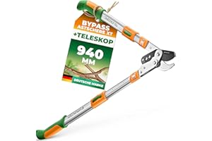‎GRÜNTEK GRÜNTEK Teleskop-Astschere 685-940mm – 6-fach verstellbare Bypass-Astschere, SK5-Karbonstahl, ideal zum Stutzen von trockenem Holz – Rutschfeste 2-Komponenten-Griffe