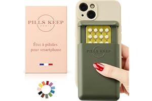 PILLS KEEP Etui pour plaquette de pilule contraceptive - A coller sur téléphone ou sur coque smartphone - Pilulier Made in France - Pochette boîtier pour médicament, carte bancaire, carte d’identité - Gris