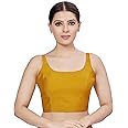 Studio Shringaar Women's Polyester Sleeveless Satin Padded Saree Blouse