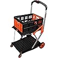 BLACK+DECKER BXWT-H204 Double Platform Trolley & Basket, 20/40kg(Upper Deck/Lower Deck) Load Capacity, Removable Wheels, Open Dimn: 99x60.3x108.8 cm, Folded Dimn: 73.6x54x15.3 cm, Orange & Black