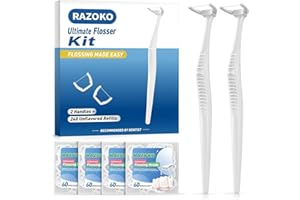 RAZOKO Ultimate Flosser Kit, Clean Dental Floss Picks (2 Handles & 240 Refills)
